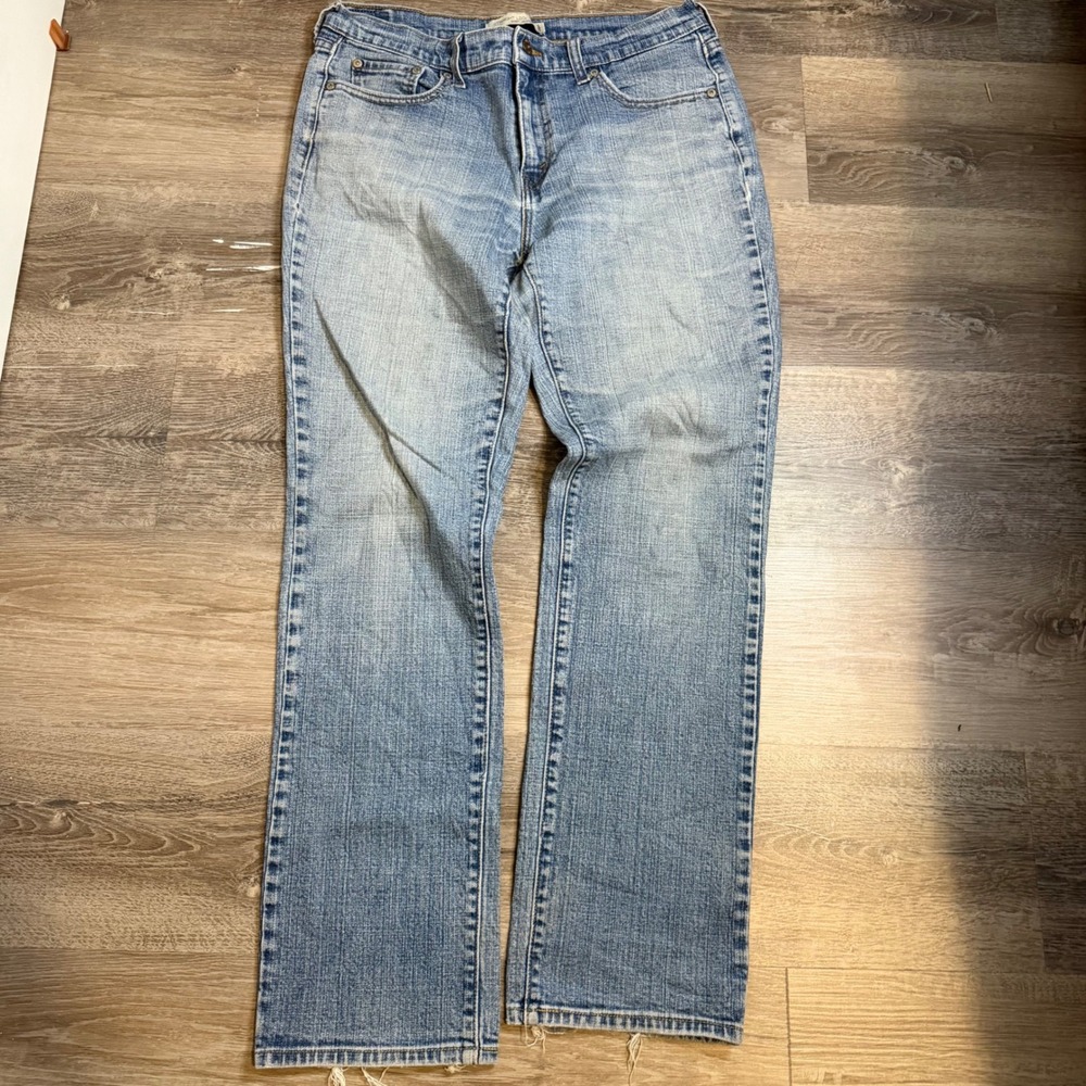 Levis Straight Leg Light Wash Denim Jeans Frayed Hem Blue Size 12M - Picture 3 of 6